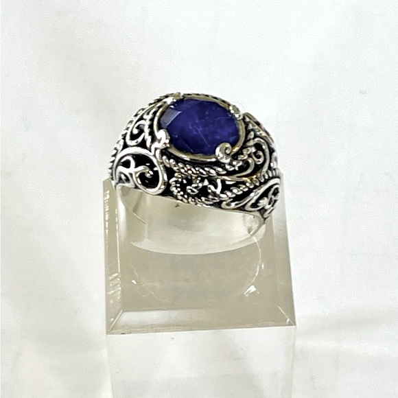 CAROLYN POLLACK RELIOS* Southwestern Style Sterling Blue Lapis Lazuli Stone Ring - Picture 4 of 7